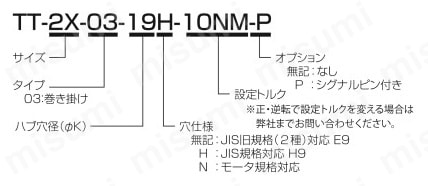 トルクリミッタ TT-03タイプ（巻き掛けタイプ ） 注文例