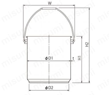PTFEパッキン付積み重ね式吊り下げ密閉容器【CTB-STA-PTFE】 PTFEパッキン付積み重ね式吊り下げ密閉容器【CTB-STA-PTFE】　外形図