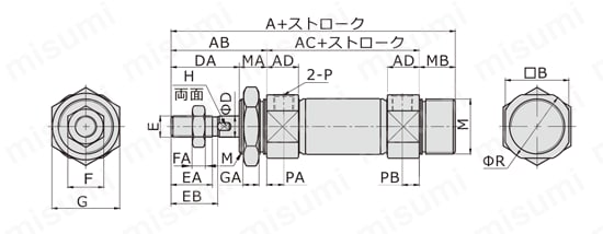 【在庫品】ステンレスミニシリンダ MFシリーズ 外形図_CM形