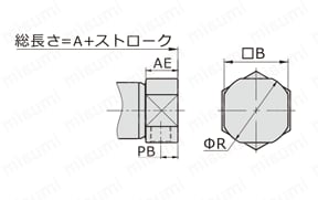 【在庫品】ステンレスミニシリンダ MFシリーズ 外形図_U形