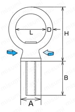 回転アイボルト（専用スパナ付） 外形図