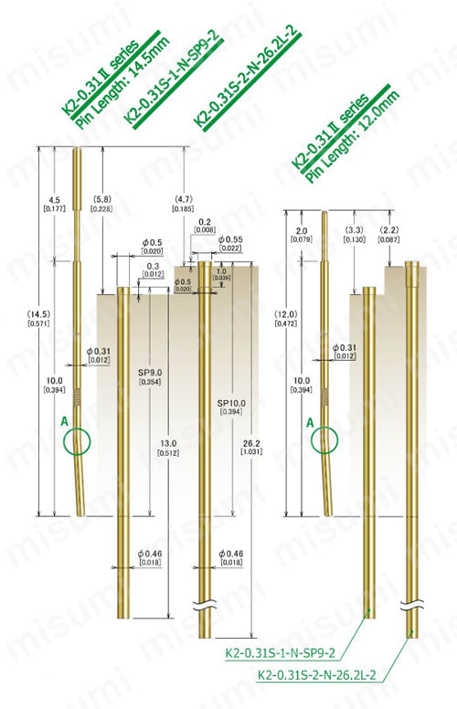 K2-0.31IIシリーズ for 0.7mm Pitch 外形図