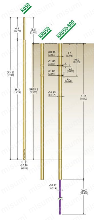 K050シリーズ for 1.27mm Pitch 外形図