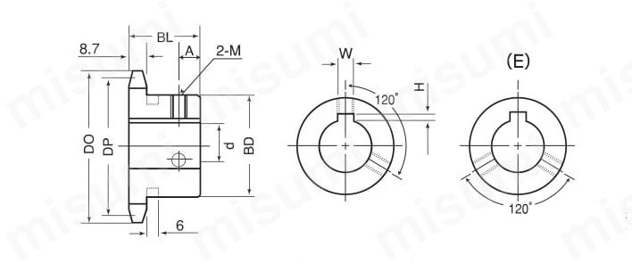 MS 軸穴加工付スプロケット 新B型 外形図03