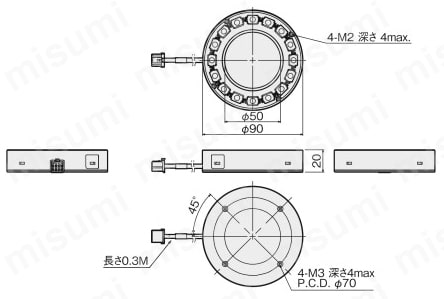 画像処理専用照明 【FL】 形FL-DR90W(-H)外形図