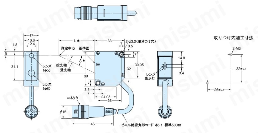 スマートセンサ レーザタイプ ZX-LD40L 2M オムロン MISUMI(ミスミ)