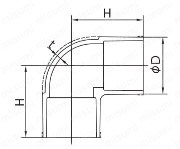 スｰパｰHT継手 エルボ 外形図1