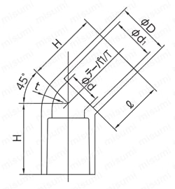 スーパーHT継手 45°エルボ・ベンド 外形図