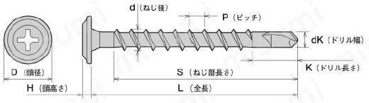 スレート瓦ビス ベストJP【150～200個入り】 外形図