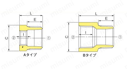 PQシリーズ 違径継手・ブッシング 外形図6