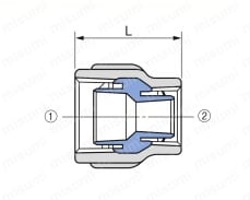 PQシリーズ 違径継手・ブッシング 外形図1
