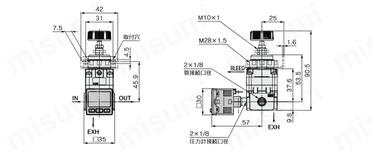 精密レギュレータ IR1000-A/2000-A/3000-Aシリーズ | SMC | MISUMI(ミスミ)
