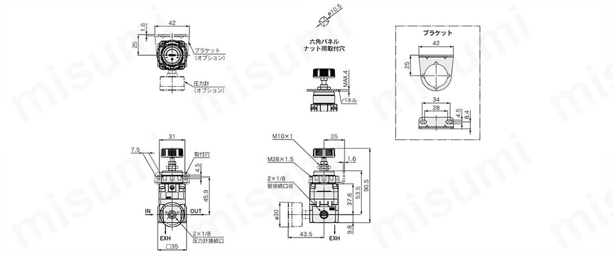 レギュレータ IR1200-A/2200-A/3200-Aシリーズ | SMC | MISUMI(ミスミ)