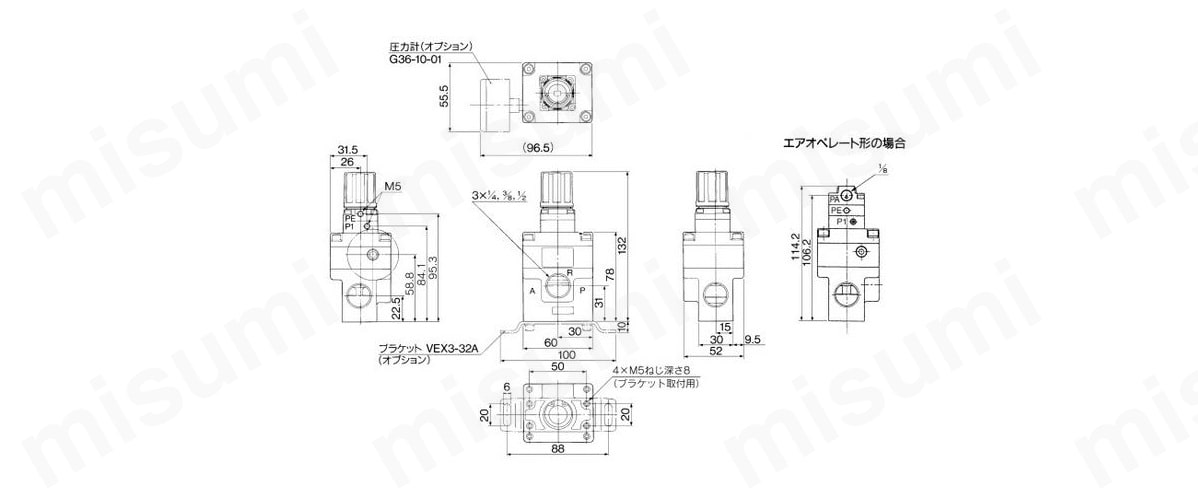 VEX1533-10-G | パワーバルブ 精密レギュレータ VEX1□3シリーズ | SMC
