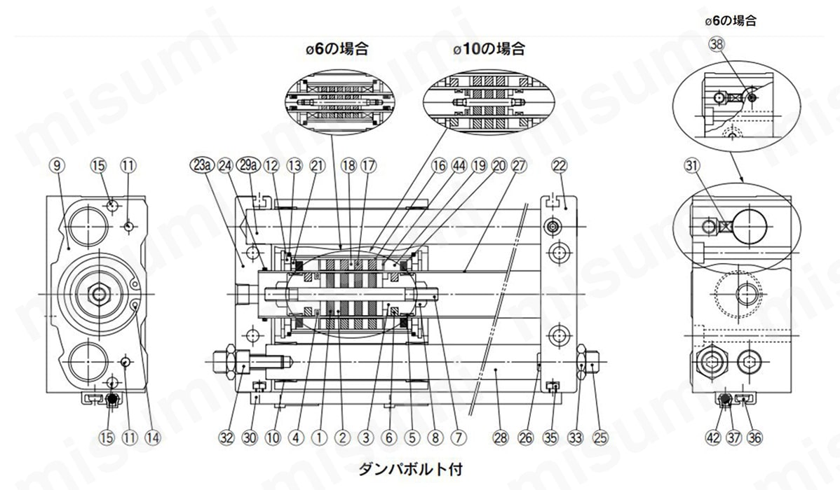 マグネット式ロッドレスシリンダ スライダ形・すべり軸受 CY1Sシリーズ SMC MISUMI(ミスミ)