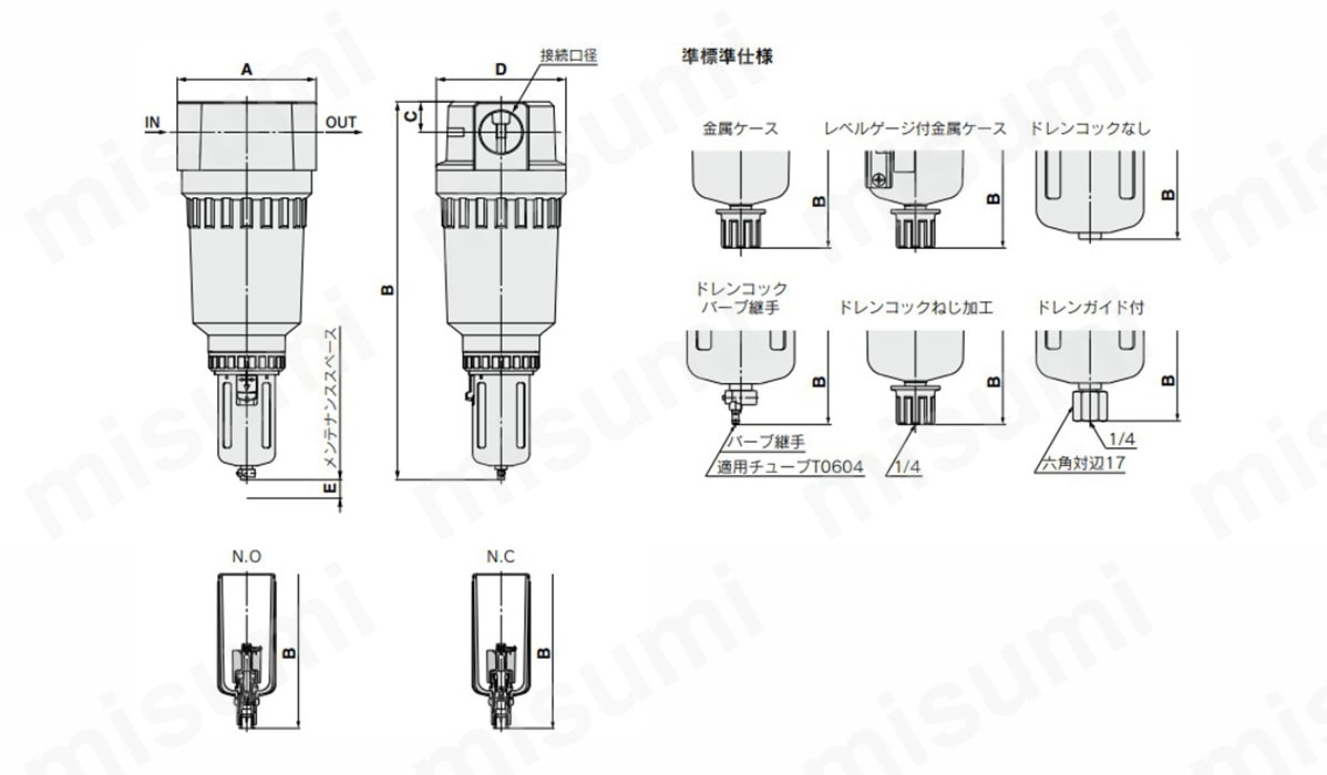 大容量形エアフィルタ AF800・900シリーズ | SMC | MISUMI(ミスミ)