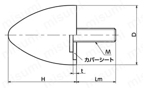 FGBB-S／FGBBS-S ゴムバンパ - ねじつき-円錐形状（おねじ） 外形図
