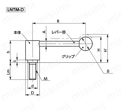 LNFF/LNFFS フラットテンションレバー（めねじ） 外形図01