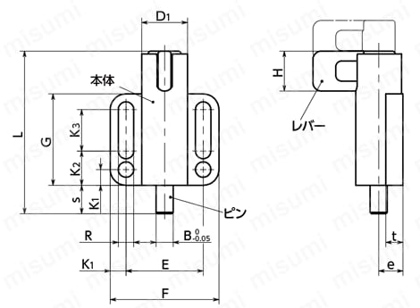 PBVX フランジつきインデックスプランジャ 外形図