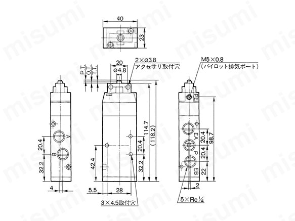 VFM250-02-01S | 5ポートメカニカルバルブ メタルシール VFM200