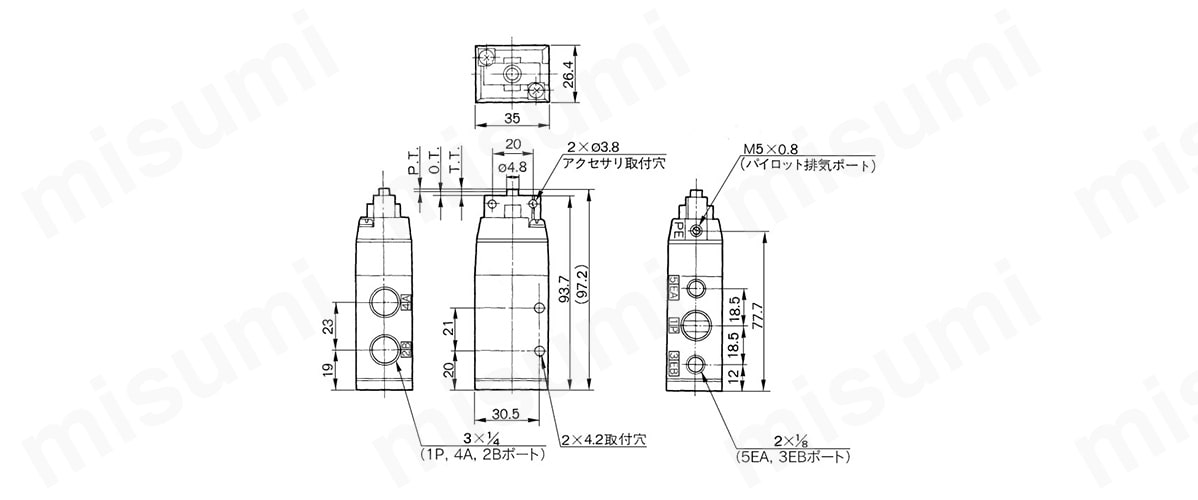 VFM350-02-01S | 5ポートメカニカルバルブ 弾性体シール VFM300