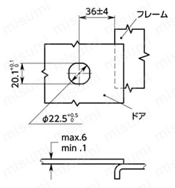 E5 カムラッチ（ステンレス製） 取りつけ図