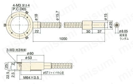 リングライトガイド URGシリーズ URG53-1000S外形図