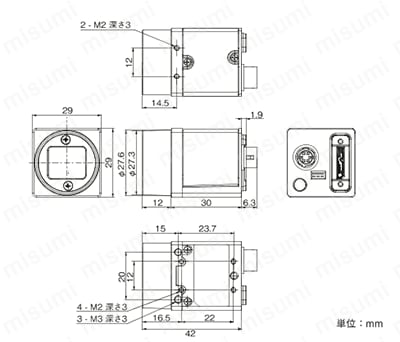 デジタルビデオカメラモジュール XCU-CG 外形図01