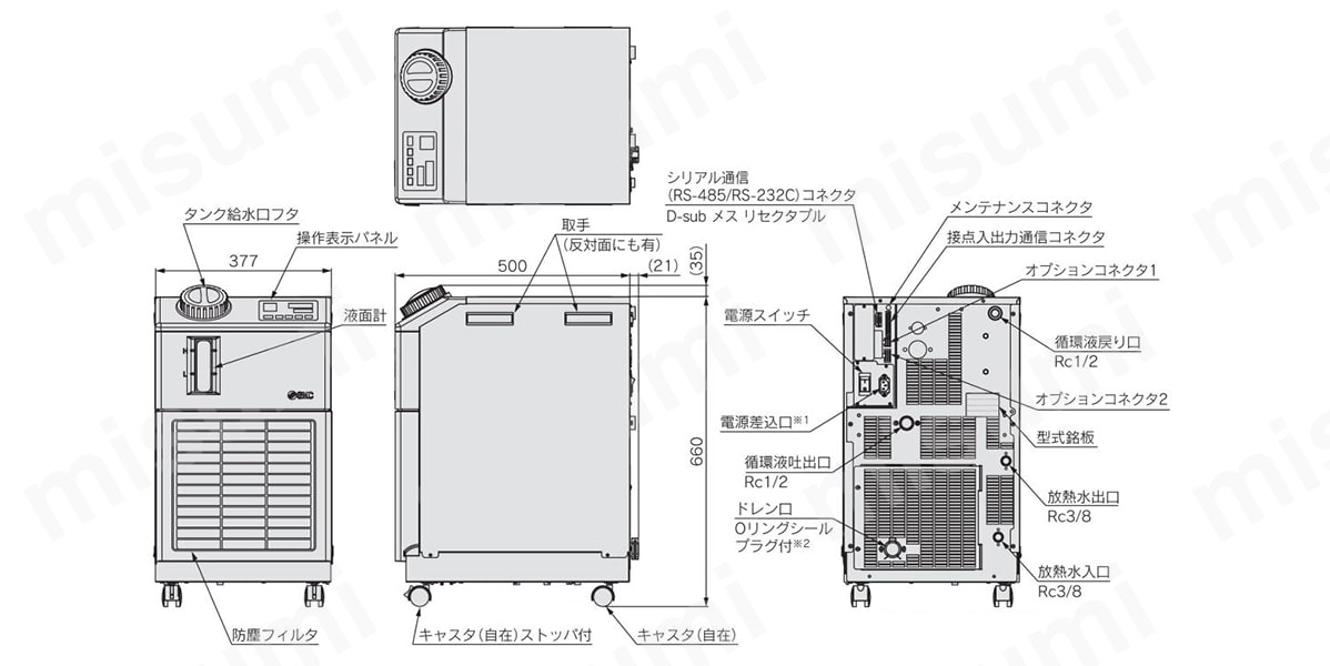 循環液温調装置 サーモチラー スタンダードタイプ 単相AC200～230V HRSシリーズ SMC MISUMI(ミスミ)
