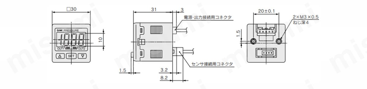 PSE3□□ 寸法図