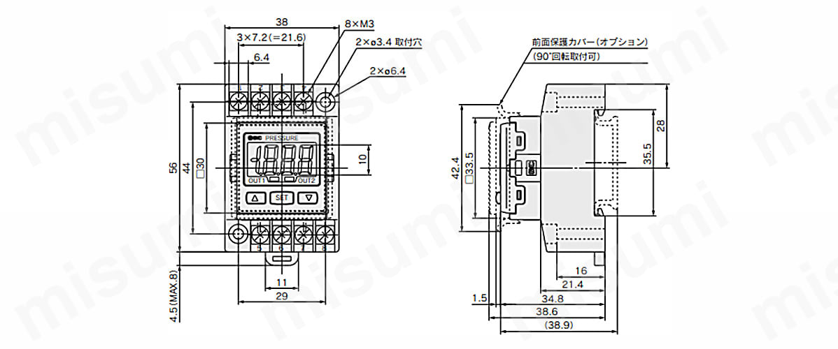 2色表示式 デジタル圧力センサコントローラ PSE300シリーズ | SMC | MISUMI(ミスミ)