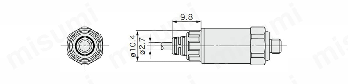 プレッシャセンサ PSE530シリーズ センサ用ケーブル付 寸法図
