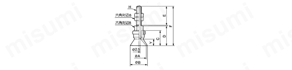 深形／ZPT10D、16Dのみ（呼び径／10mm、13mm、16mm）の寸法図