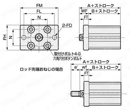 食品製造工程向け スーパーコンパクトシリンダ SSD2-FP1シリーズ 外形図9