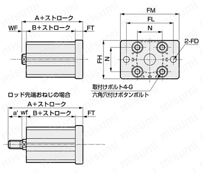 食品製造工程向け スーパーコンパクトシリンダ SSD2-FP1シリーズ 外形図10