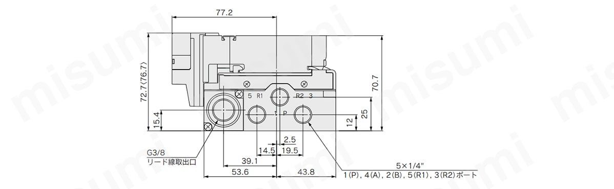 サブプレート単体 VQ2000のみに対応 VQ2000シリーズの寸法図1