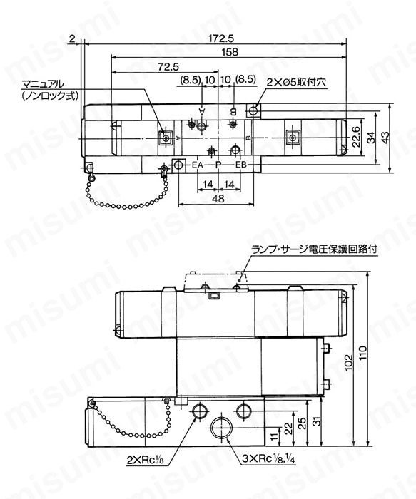 5ポートソレノイドバルブ パイロット形 メタルシール VFS2000