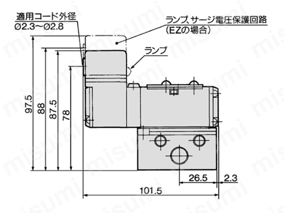 グロメットターミナル：VFR2110-□E-01／02の寸法図