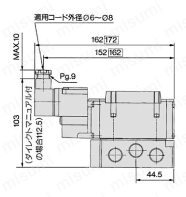 T：コンジットターミナルの寸法図