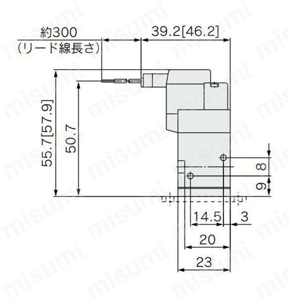 M形プラグコネクタ（M）：SYJ5□2-□M□□-M5（-F）の寸法図