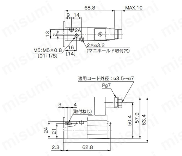 DIN形ターミナル：VK332-□D-M5／01の寸法図