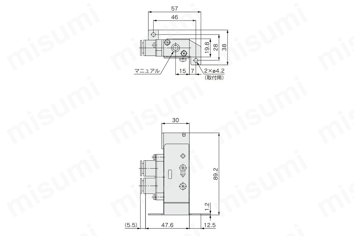 フートブラケット付きの場合：SYA7120-C8／N9／C10／N11-F1の寸法図
