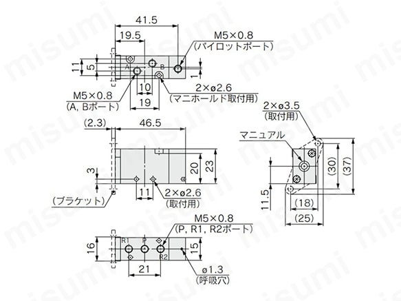 4・5ポートエアオペレートバルブ SYJA5000シリーズ | SMC | MISUMI(ミスミ)