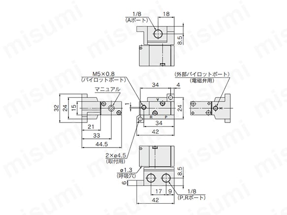 3ポートエアオペレートバルブ SYJA500・700シリーズ | SMC | MISUMI(ミスミ)