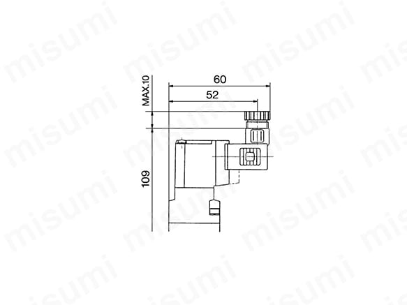 内部パイロット電磁形：VEX3122  DIN形ターミナル（D）の寸法図