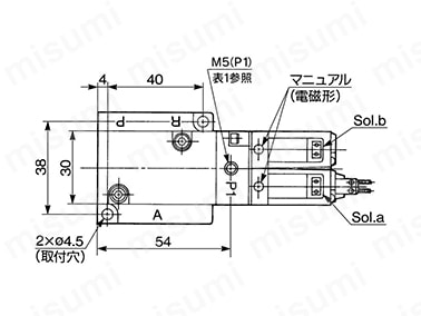 外部パイロット電磁形：VEX3421の寸法図