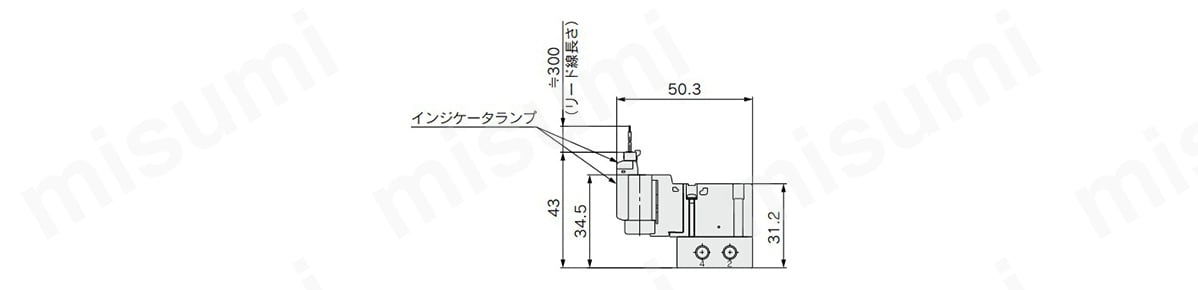 プラグコネクタ・ランプ付きの場合 S0715（R）-□M（O）-M5の寸法図