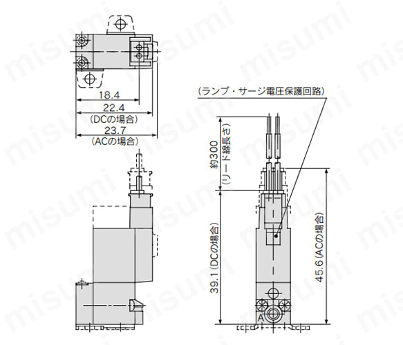 M形プラグコネクタ（M）：SY1（1、2）3-□M□□-PM3（-F）の寸法図