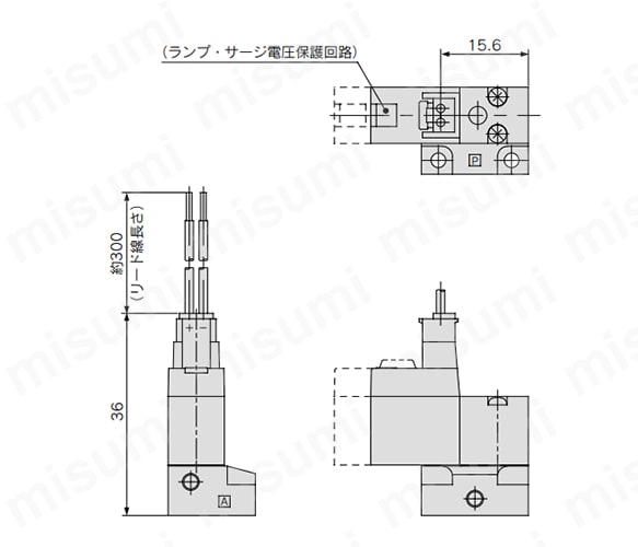 L形プラグコネクタ（L）：SY1（1、2）4-□L□□-M3の寸法図