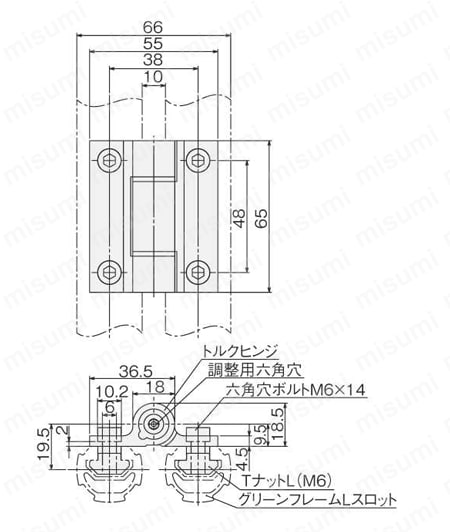 トルクヒンジ GFA-C05／GFK-N38 外形図01